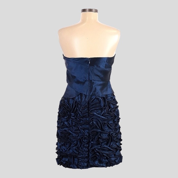 Laundry by Shelli Segal Strapless Navy Satin Rosette Cocktail Party Dress Size 6 - Picture 2 of 7